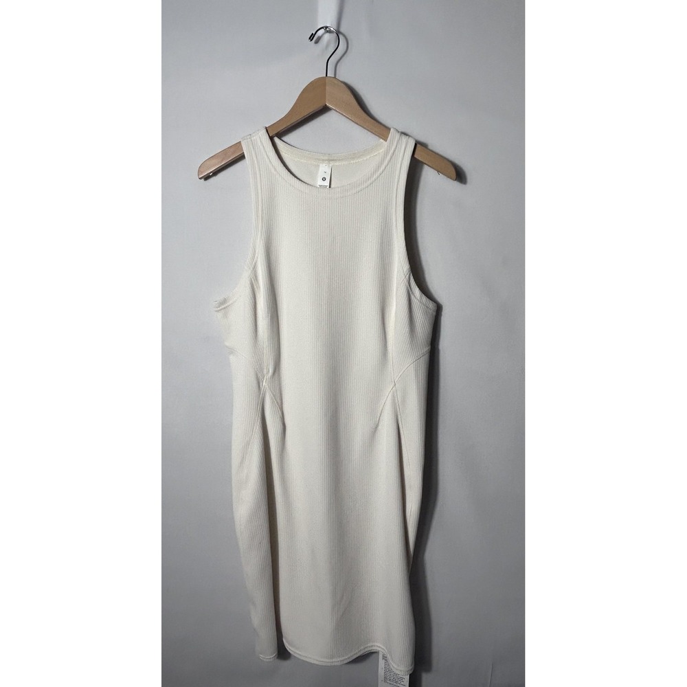 Lululemon Ribbed Softstreme Tank Dress Womens 14 White Slim Fit LW1ECYS